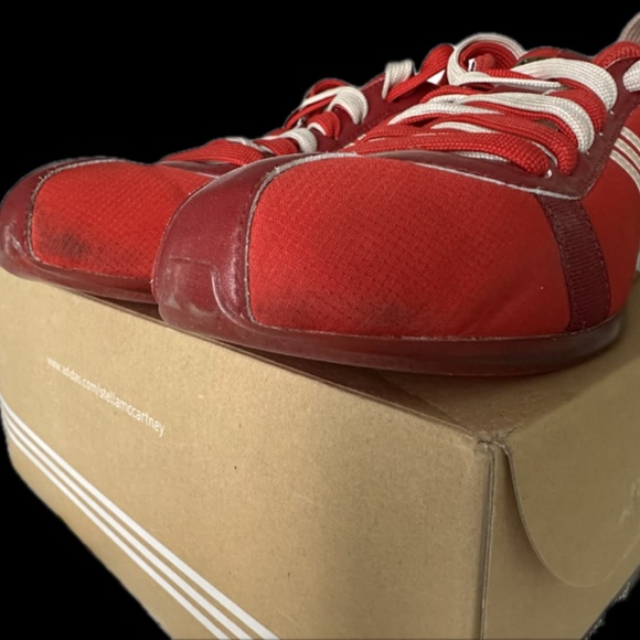 Stella McCartney Designer Red Addidas Runners Size 7 us - Picture 7 of 11